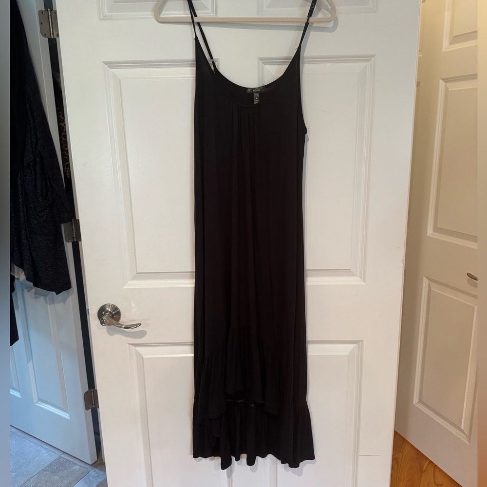 Aqua Black Sleeveless High Low Dress